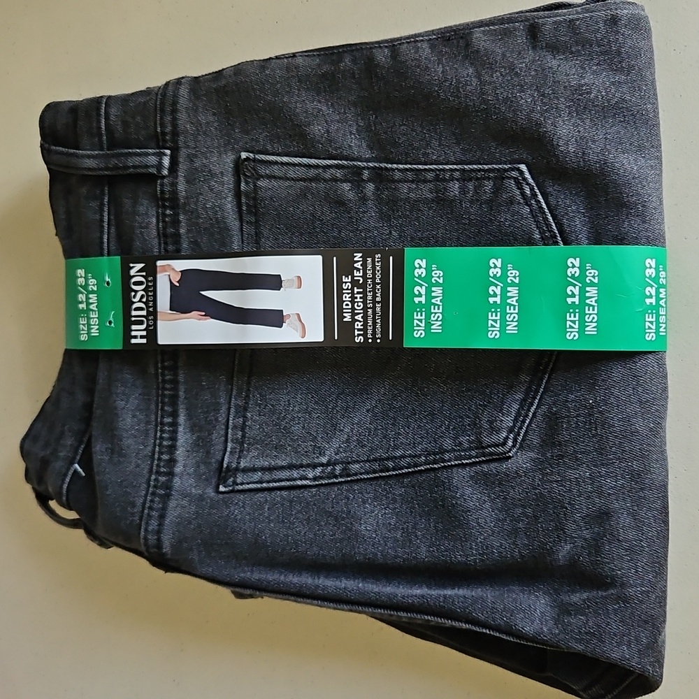 NEW! Hudson Black Wash Straight Leg Mid Rise Jeans - Picture 10 of 15